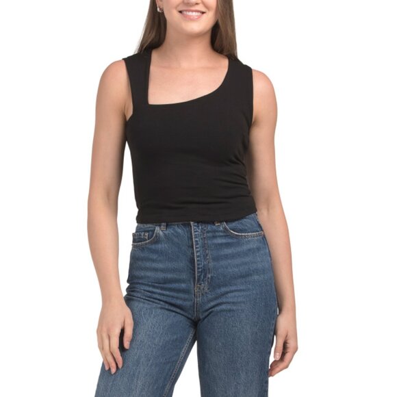 SWEET APPAREL BLACK BEAUTY Asymmetrical Neck Cut Out Tank Top - Picture 1 of 2
